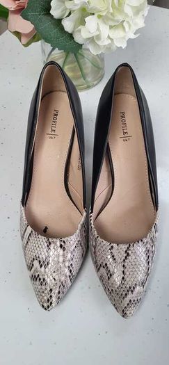 PROFILE python and plain black high heels Sz 7UK (Fit 7-7.5UK)