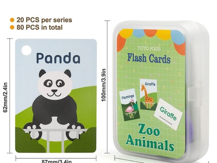 Flash Cards for Toddlers Educational Flash Cards 4 Pack Preschool Learning Flash Cards with Animals, Fruits, Transportation, Body Parts Waterproof Baby Flashcards for 2-6 Year Olds