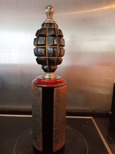 Trench Art WW1 Hand Grenade Desk Inkwell Ceramic Inset.