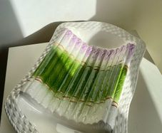 Vintage French Majolica Asparagus Dish Barbotine Serving Platter Green White