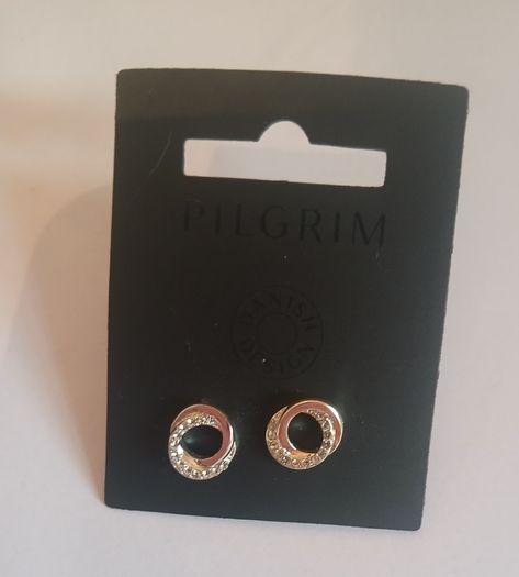 Pilgrim Danish Design Silver Tone Sparkling Open Circle Stud Earrings New CAN POST