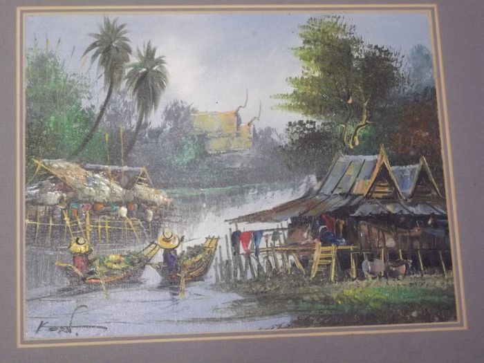 a oil painting picture on board called thailand