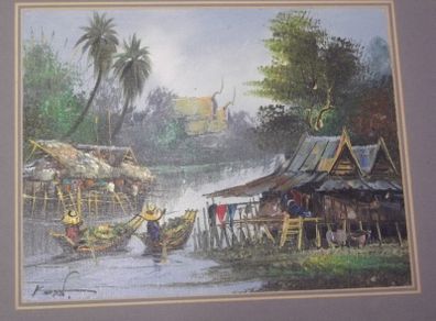 a oil painting picture on board called thailand