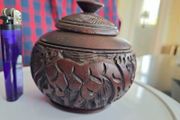 vintage  hand carved ebony wood spice bowl.