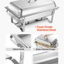 Rectangle Chafing Dish, 9.91L 4 Pack Stainless Steel Chafing Dish, Food Warmer Chafer Complete Set with Hollow Handle, 2 Food Tongs, Lid, Fuel Holder, Chafer Dishes for Banquet Party Wedding Image 5