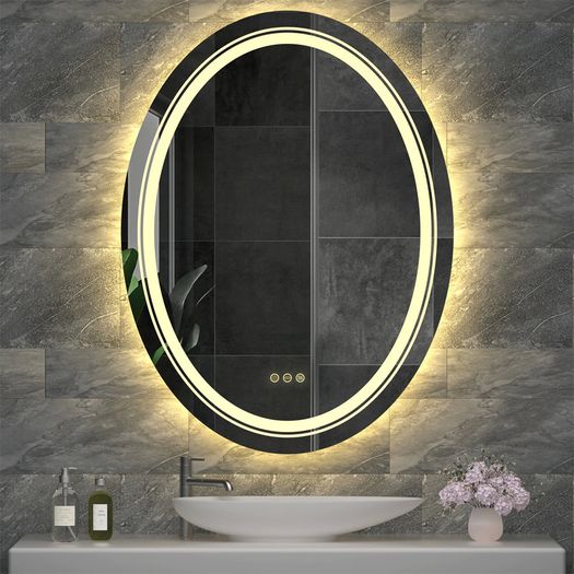 600X800mm LED Illuminated Mirror Oval Bathroom Makeup Mirror with Dimmable