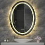 600X800mm LED Illuminated Mirror Oval Bathroom Makeup Mirror with Dimmable Image 2