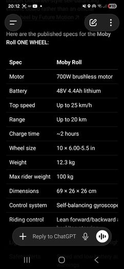 Moby Roll Onewheel - Electric one wheel/skateboard