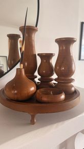 Beautiful 5-Piece Hand-Crafted Wooden Table Centerpiece