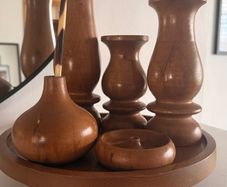 Beautiful 5-Piece Hand-Crafted Wooden Table Centerpiece