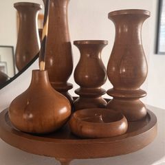 Beautiful 5-Piece Hand-Crafted Wooden Table Centerpiece