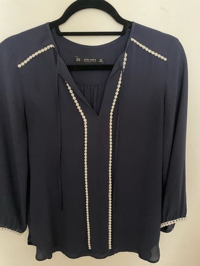 zara navy blouse