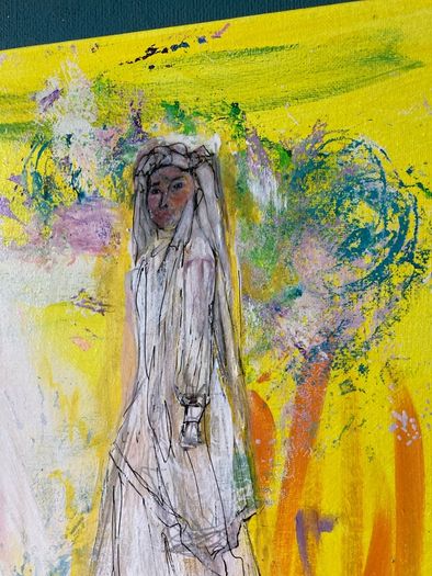 Framed Original Painting Eclectic Art Dublin Wedding Dress Art Bridal Original Art - Fashion Art - Couture Bride - Irish Figurative Art