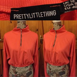 prettylittlethings Pink Zip Up Cropped top jumper