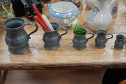 Vintage Set of 5 Pewter Mugs