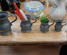 Vintage Set of 5 Pewter Mugs