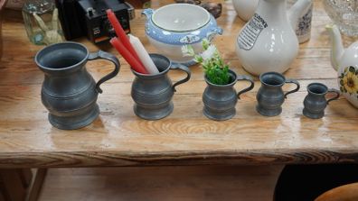 Vintage Set of 5 Pewter Mugs