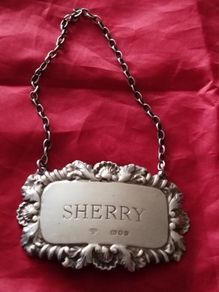 Exquisite 1933 Sterling Silver Sherry Decanter Label