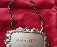 Exquisite 1933 Sterling Silver Sherry Decanter Label