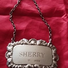 Exquisite 1933 Sterling Silver Sherry Decanter Label