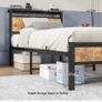 Single Bed Frame with Wooden Storage Shelf Image 5