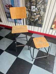 Pair of Vintage Industrial School Lab Stools