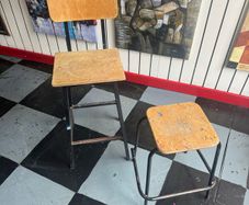 Pair of Vintage Industrial School Lab Stools