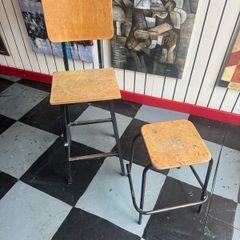Pair of Vintage Industrial School Lab Stools