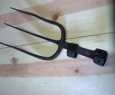 Old Irish blacksmith made fork. Farm bygone