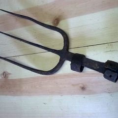 Old Irish blacksmith made fork. Farm bygone
