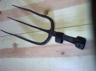 Old Irish blacksmith made fork. Farm bygone
