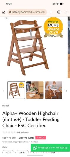 Hauck Alpha+ Wooden Highchair Bundle - Newborn to Toddler (Walnut)