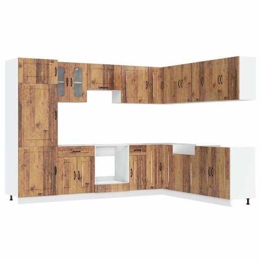 14 Piece Kitchen Cabinet Set Old Wood