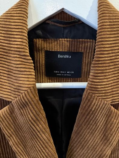BERSHKA Tan Corduroy Blazer Jacket Size S!