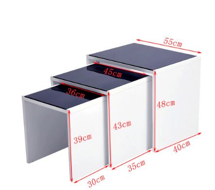BRAND NEW 3 Set Unit Black Tempered Glass Table Top Side End
