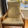 Cream leather armchair and matching footstool Image 2