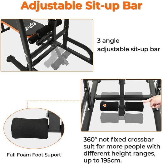Roman Power Tower Chair With Bench, Home Weight Lifting Bar, Weight Station, Dip Station, Pull Up Bar, Pull Up Station