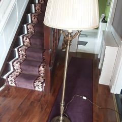 Standard lamp with cream pleated shade
