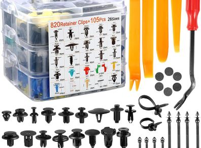 925Pcs Car Bumper Retainer Clips Plastic Rivets Fasteners Tailgate Handle Rod Clip, 26 Most Popular Sizes Auto Push Pin Rivets Set- Door Trim Panel Fender Clips