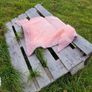 Handmade crochet triangle wool shawl wrap. Pastel pink gradient ombre shawl Image 3