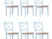 Dining Chairs 6 pcs Grey and Light Wood Solid Rubber Wood