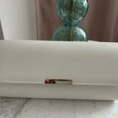White genuine leather envelope purse