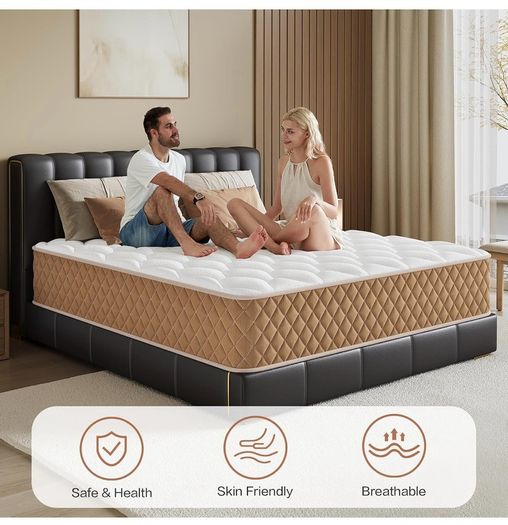 King Size Mattress, 10 Inch Memory Foam Mattress, 7-Zone Pocket Sprung, Medium Firm, Soft Fabric, Motion Isolated, Hybrid Mattresses in a Box