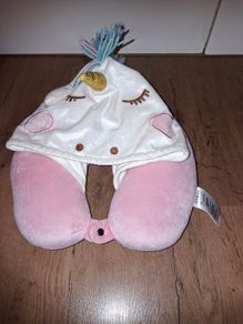 Unicorn travel pillow with hoodie, excellent condition
