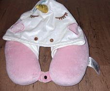 Unicorn travel pillow with hoodie, excellent condition