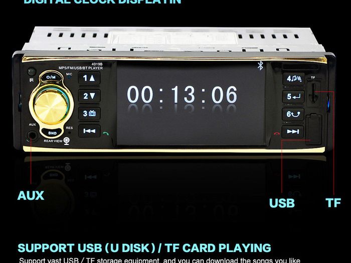New Car Van 1 One Din MP3 player AUX Car Radio Audio Stereo USB AUX FM Radio Station Bluetooth with Rearview Camera Remote Control