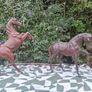 2 X Magnificent 19th Century Italian 2 Foot Leather Horses Image 3