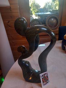Zimbabwe Shona stone mother and child, v heavy, tall, hand carved, D18