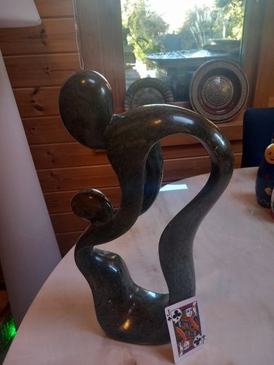 Zimbabwe Shona stone mother and child, v heavy, tall, hand carved, D18