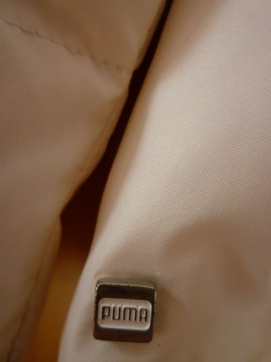 Jacket Puma Duck Feather Down Quilted Jacket. Cream. Hood detachable. Very good Condition.  Perfect Med,  Large Coat